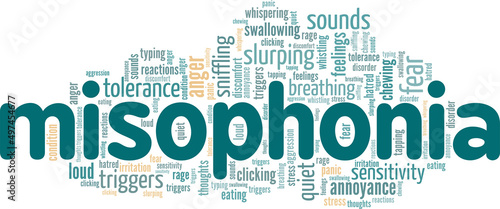 Misophonia conceptual vector illustration word cloud isolated on white background.