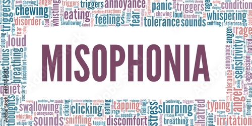 Misophonia conceptual vector illustration word cloud isolated on white background.