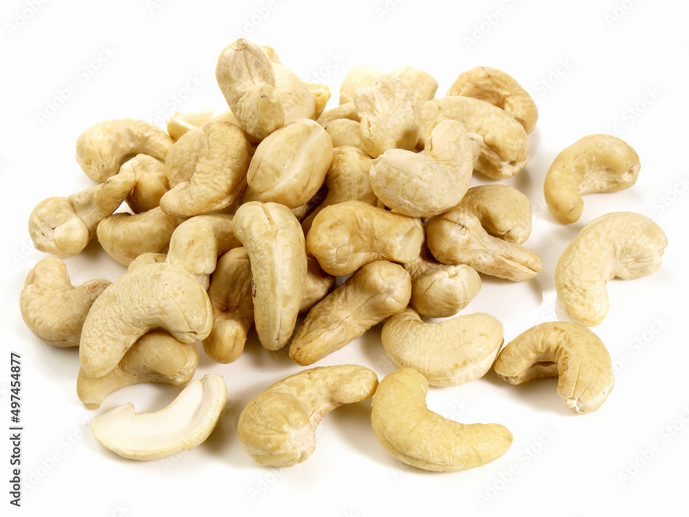 Cashew Nuts on white Background - Isolated Cashew Nuts on white Background - Isolated