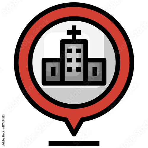 HOSPITAL filled outline icon,linear,outline,graphic,illustration