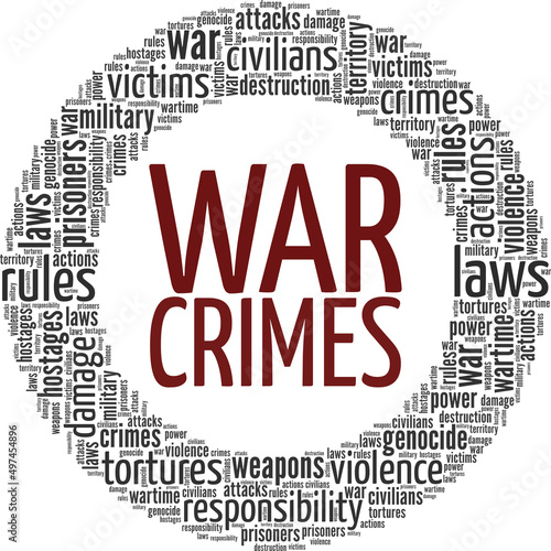 War Crimes conceptual vector illustration word cloud isolated on white background.
