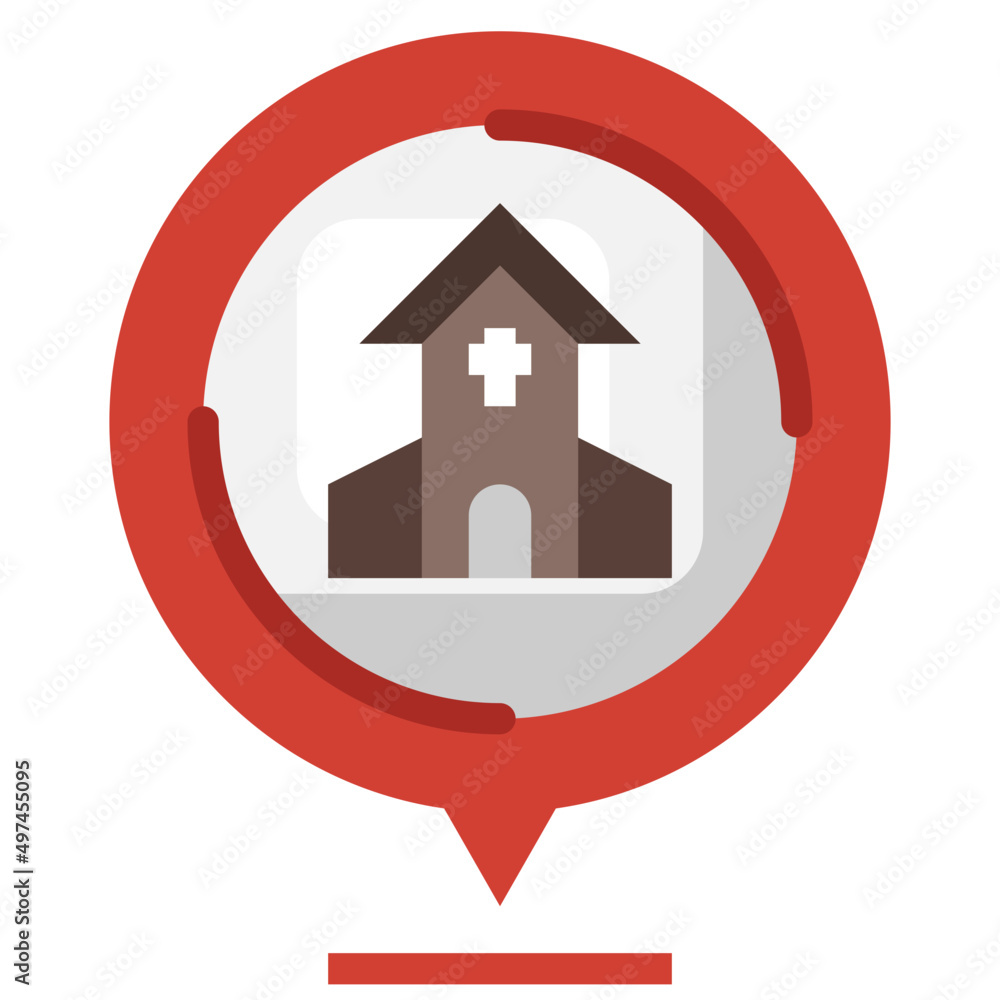 CHURCH flat icon,linear,outline,graphic,illustration