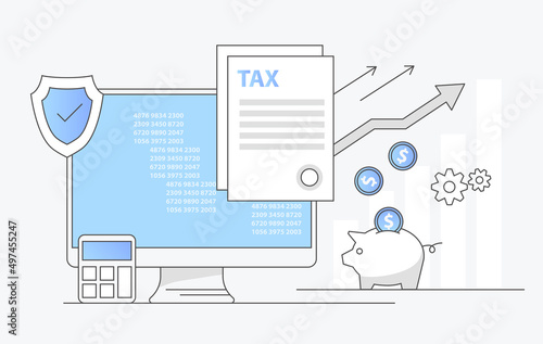 Vector liean tax payment concept. Accounting and Financial Management illustration