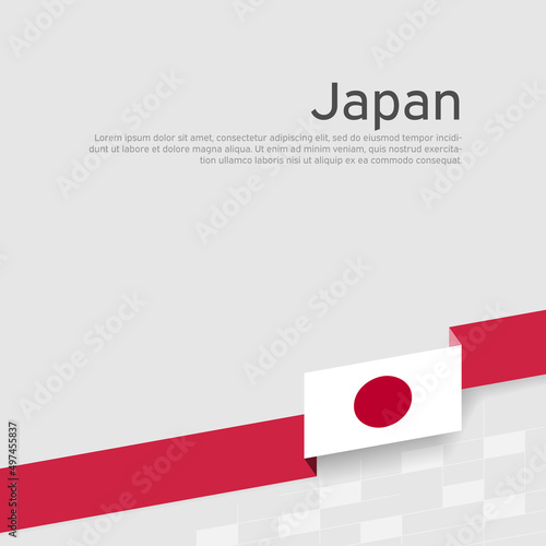 Japan flag background. Ribbon color flag of japan on a white background. National poster. Vector flat design. State patriotic banner, cover, flyer
