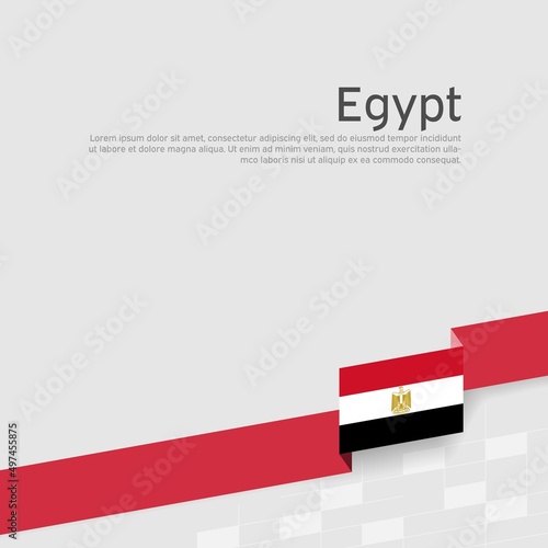 Egypt flag background. Egypt flag ribbon on white background. National poster. Vector flat design tricolor. State Egyptian patriotic banner, cover