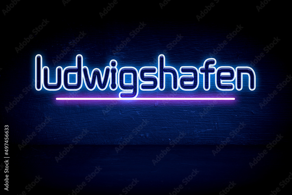 Ludwigshafen - blue neon announcement signboard