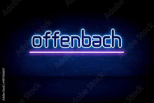 Offenbach - blue neon announcement signboard photo