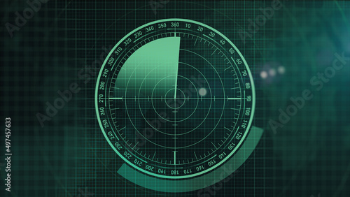 Motion graphic of gray color sonar radar screen searching an object with line digital technology background, Futuristic animation concept seamless loop video