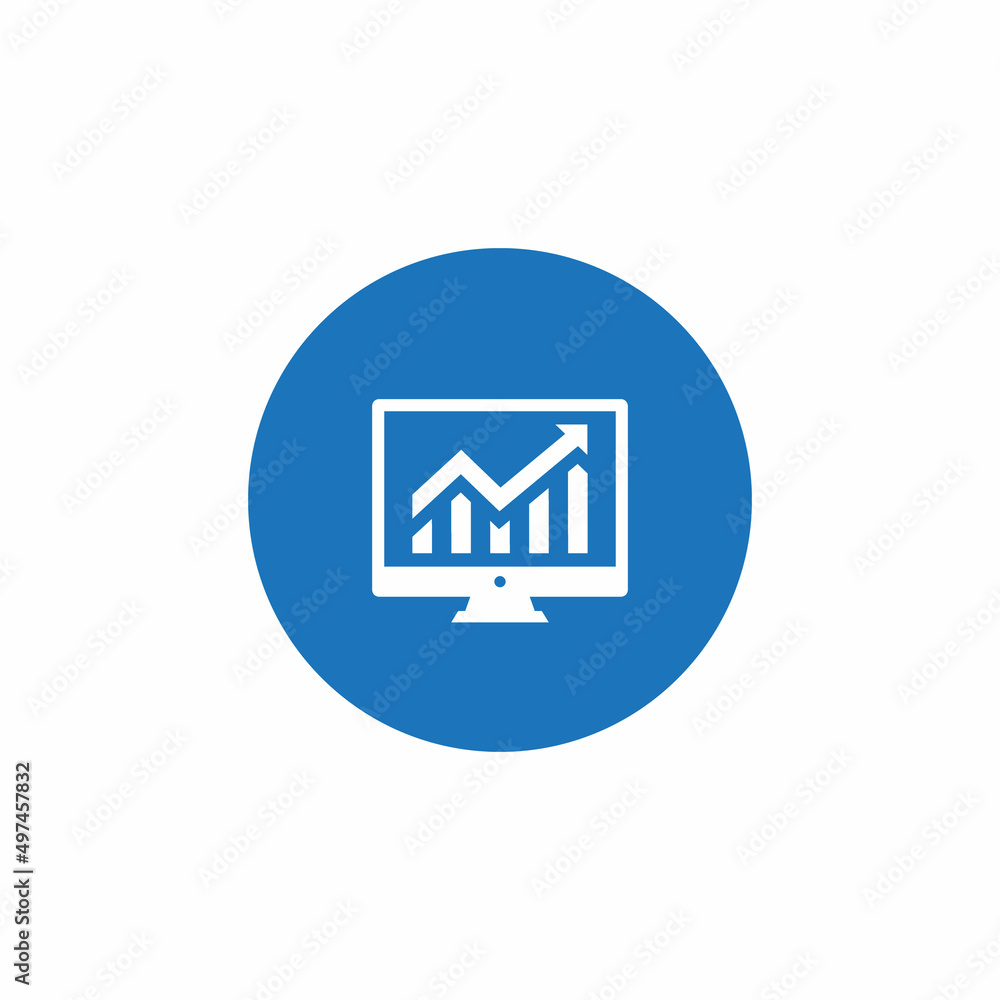 Graph, Chart in Computer Monitor Icon Vector in Circle Shape Graph, Chart in Computer Monitor Icon Vector in Circle Shape