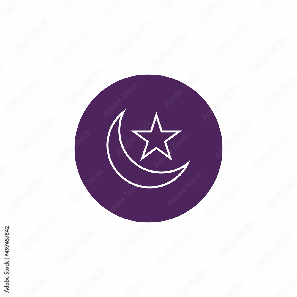 Crescent and Star Line Icon Vector. Islamic Symbol Logo Crescent and Star Line Icon Vector. Islamic Symbol Logo