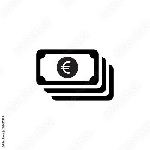 Euro Banknote Icon Vector in Black Style