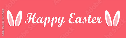 Happy easter and bunny ears banner, vector illustration