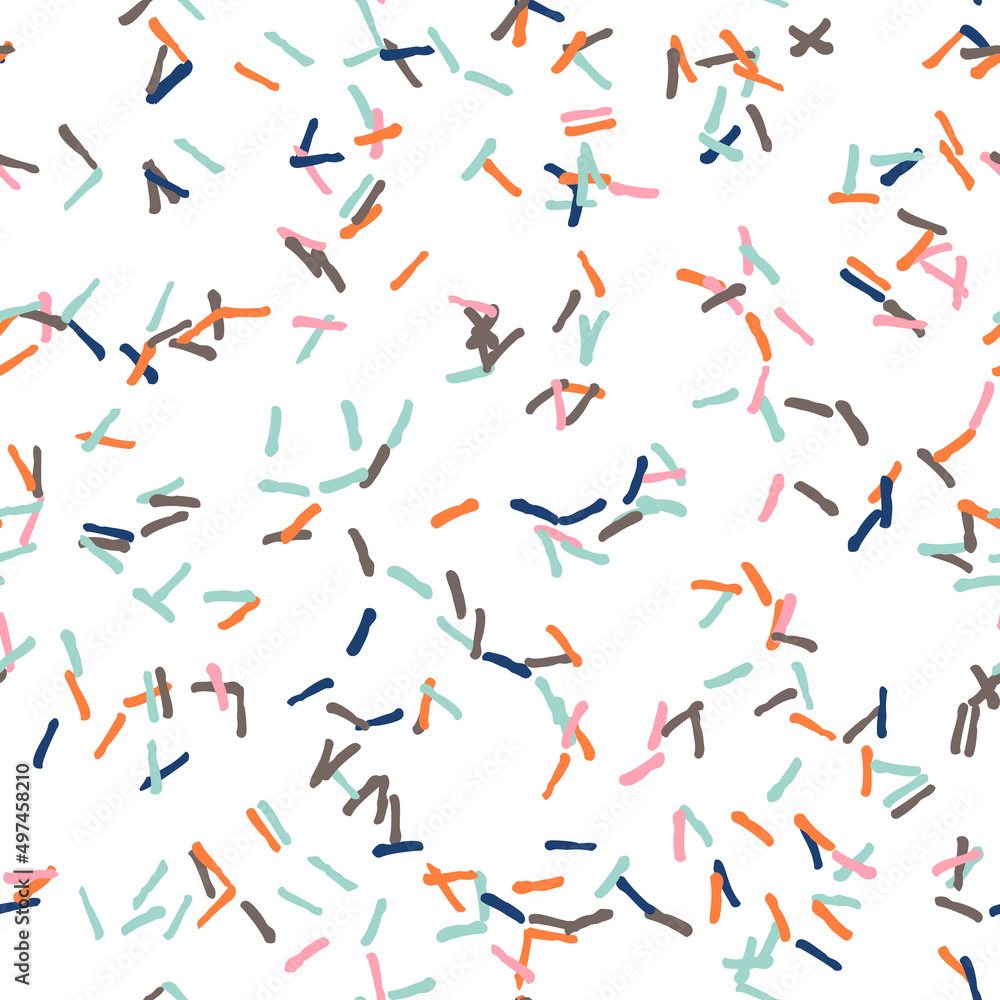 Vector organic seamless abstract background, party confetti pattern. Colorful pastel colored mosaic of simple shapes on white background. Vector organic seamless abstract background, party confetti pattern. Colorful pastel colored mosaic of simple shapes on white background.
