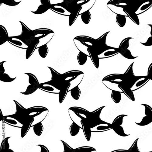 seamless pattern with killer whale fish