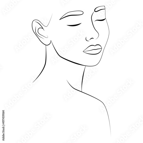 Vector abstract creative background. In a minimalistic fashion style with a portrait of a female face. Design templates for social networks.