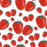 Ripe red strawberries seamless pattern. Vector illustration. Fruit print.