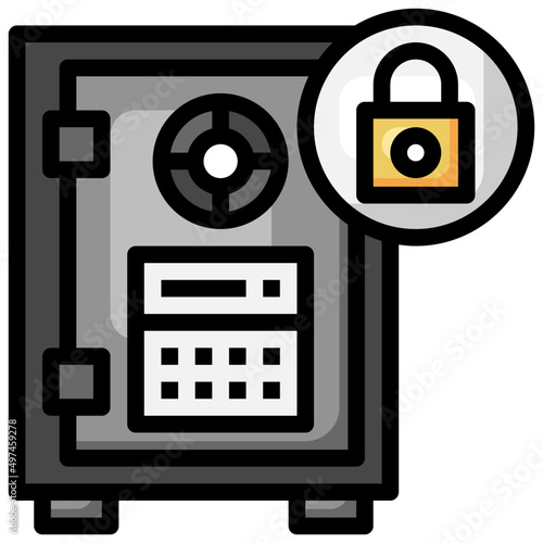 SAFEBOX filled outline icon,linear,outline,graphic,illustration