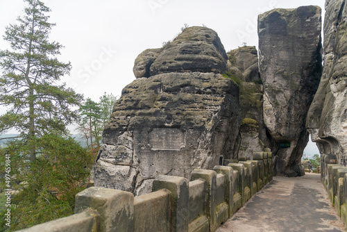 A rock bridge in Czech Saxony. Beautiful landscape. Rocks, stones, view, nature.
