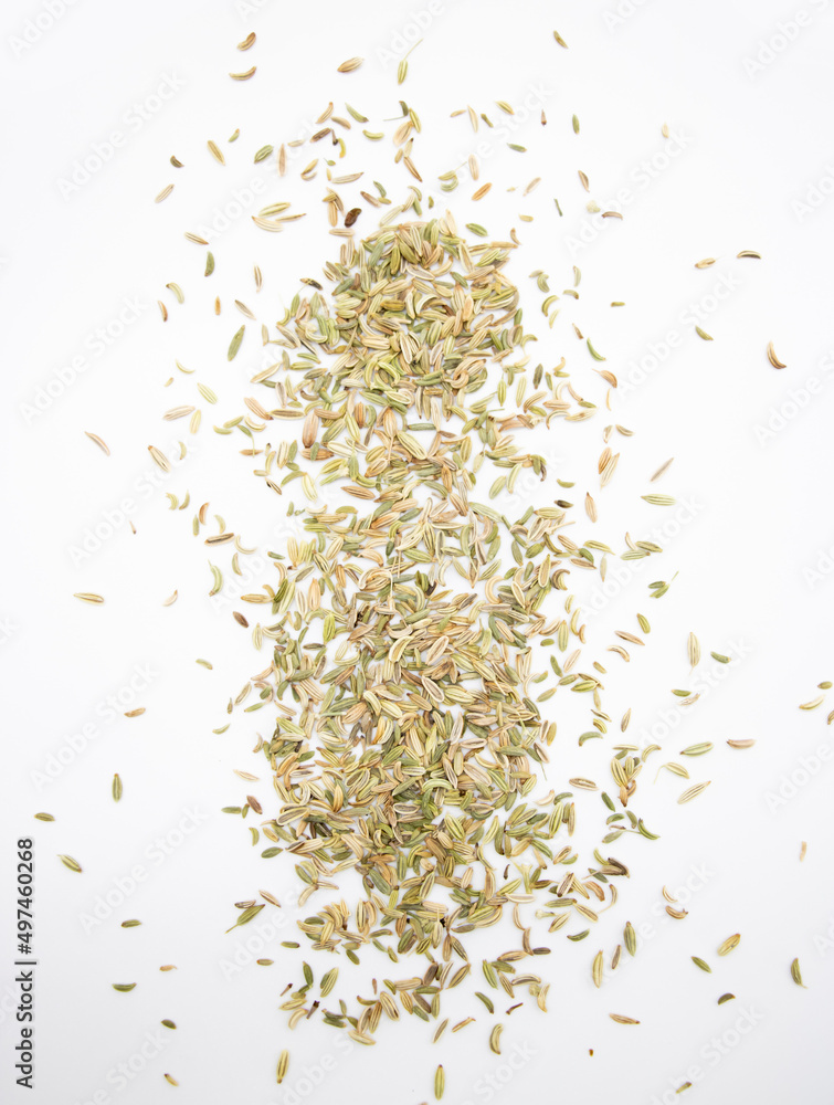 Cumin seeds macro isolated on white background. Macro of cumin seeds isolated on white background, top view.