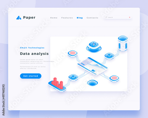 Data analysis concept landing page header template.