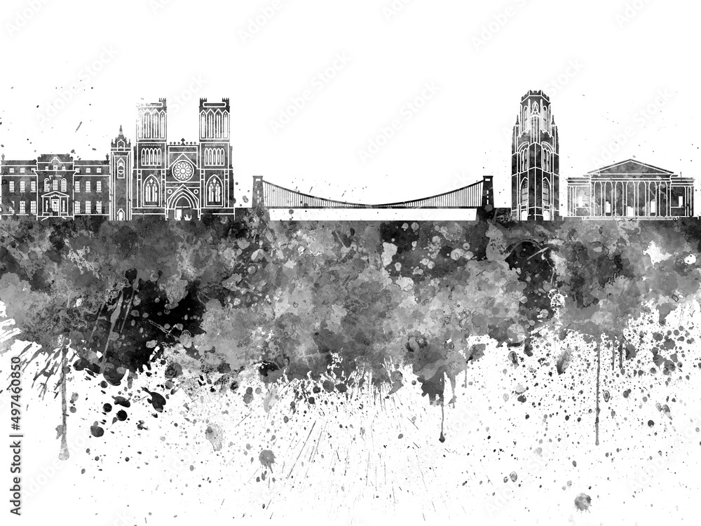 Obraz premium Bristol skyline in watercolor