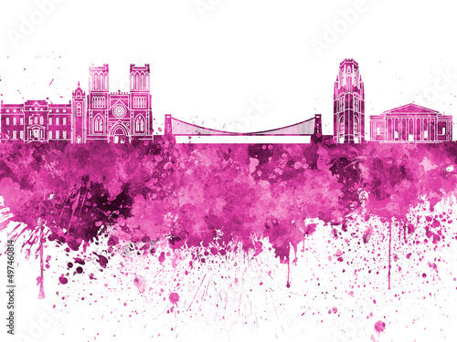 Photography Bristol skyline in watercolor