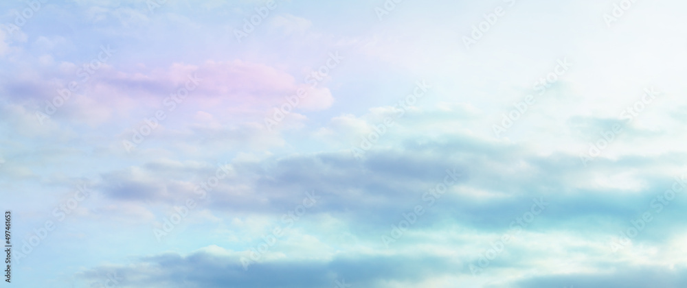 Beautiful soft light pastel clouds sky panorama background