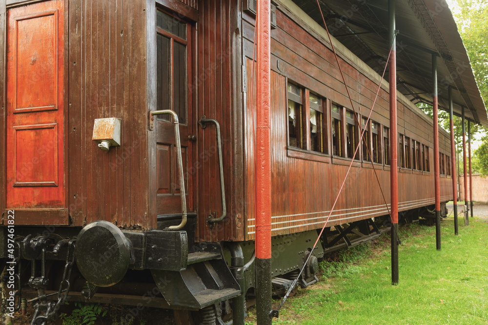 Fototapeta premium photography of old wooden train passenger car