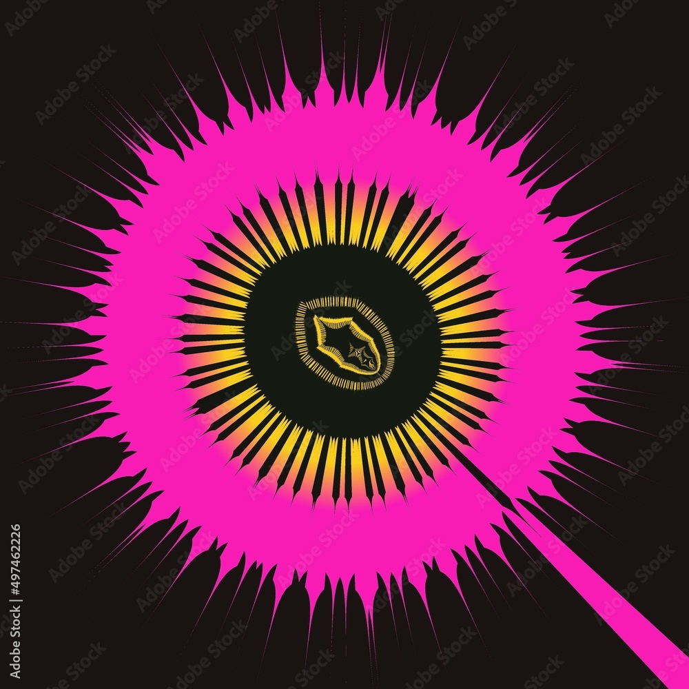 Fototapeta premium geometric metallic sunflower shape pattern and design gold on black