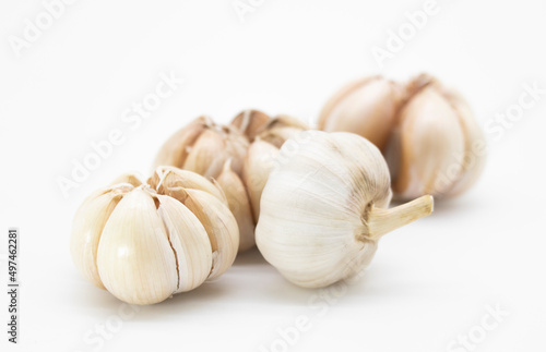 group of garlic isolated on white background