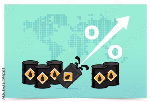 Declining chart of crude oil barrels, natural gas trading business, demand for oil and gas, crude oil prices
