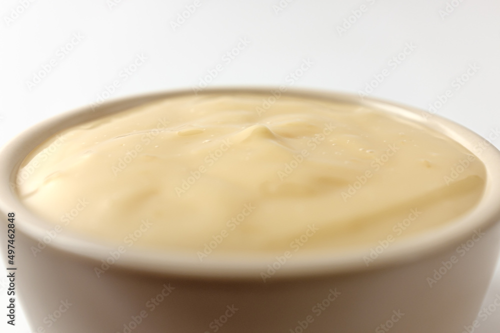 Garlic dipping sauce on white background Garlic dipping sauce on white background