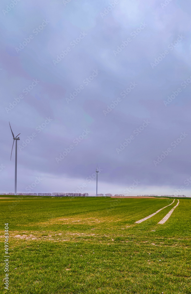 Electric wind turbine generating with blue sky and turbo generator Electric wind turbine generating with blue sky and turbo generator