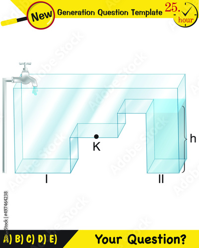 Physics, pressure of liquids, buoyant forces of liquids, next generation question template, dumb physics figures, exam question, eps