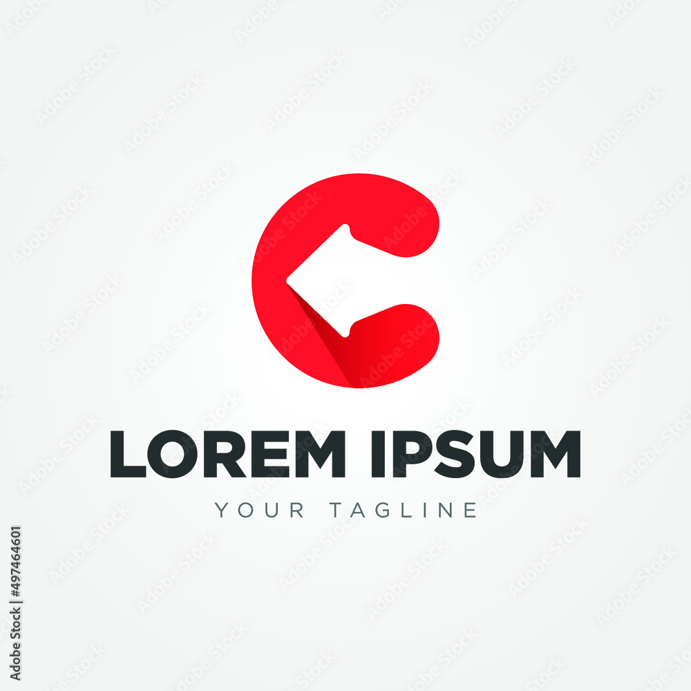 Abstract C Letter with import export logistics concept logo with red color Abstract C Letter with import export logistics concept logo with red color