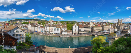 Zurich Switzerland, high angle view panorama city skyline from Lindenhof