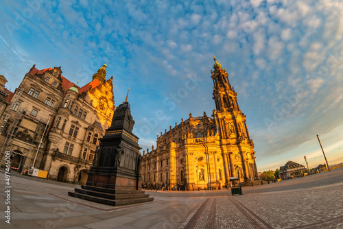 Dresden Germany, sunset city skyline at Dresden Cathedral (Katholische Hofkirche)