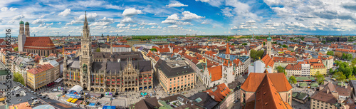 Munich Germany, high angle view panorama city skyline at Marienplatz new Town Hall Square