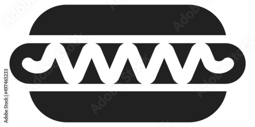 Hot dog icon. Fast food black symbol