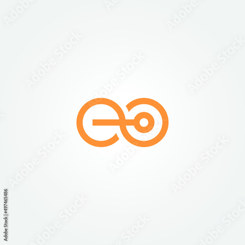 abstract E and O letter with target goal fingerprint search infinity limitless chain network and maze concept logo