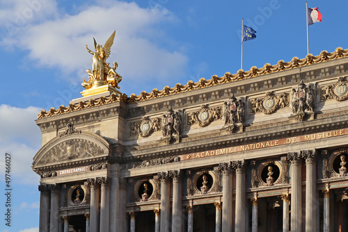 Fragments of the facade of the famous Paris Opera House