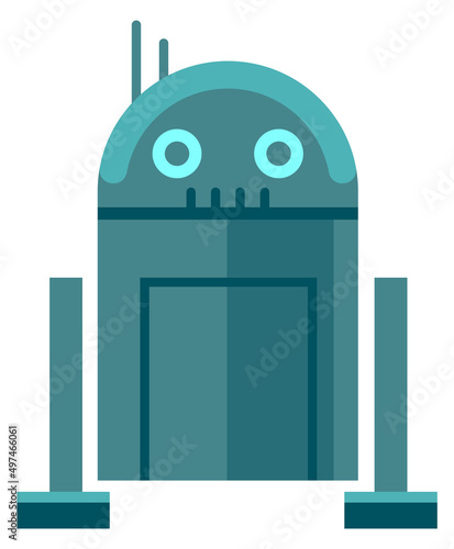 Funny droid icon. Cute retro robot kid