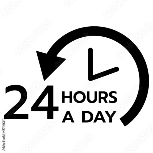 pictogram icon clock 24 hours a day black