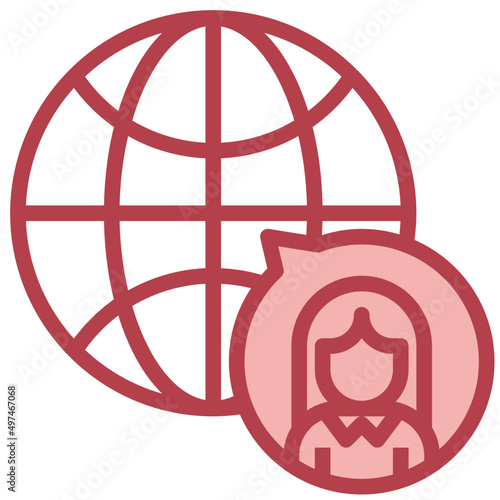 WOMENS DAY red line icon,linear,outline,graphic,illustration