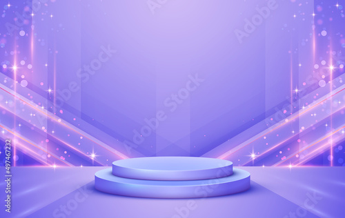 Trendy purple 3d cylinder pedestal podium for your product display.