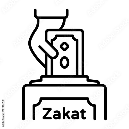 Zakat vector line icon Design, Ramazan and Eid al-Fitr Symbol, Islamic and Muslims fasting Sign, Arabic holidays celebration stock illustration, Obligatory charity Box Concept, 