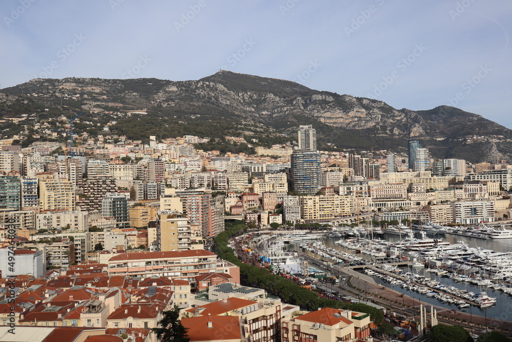 View of the city center and the harbor of Monaco