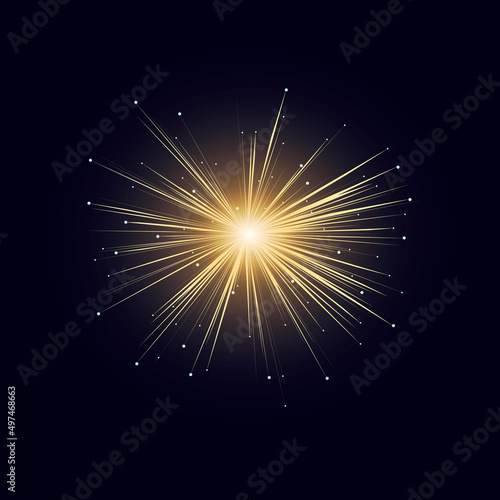 Flying particles. Glowing particles with a track, vector illustration