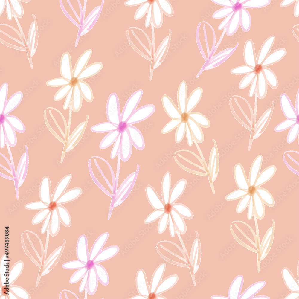 seamless colourful daisy flower pattern background , greeting card