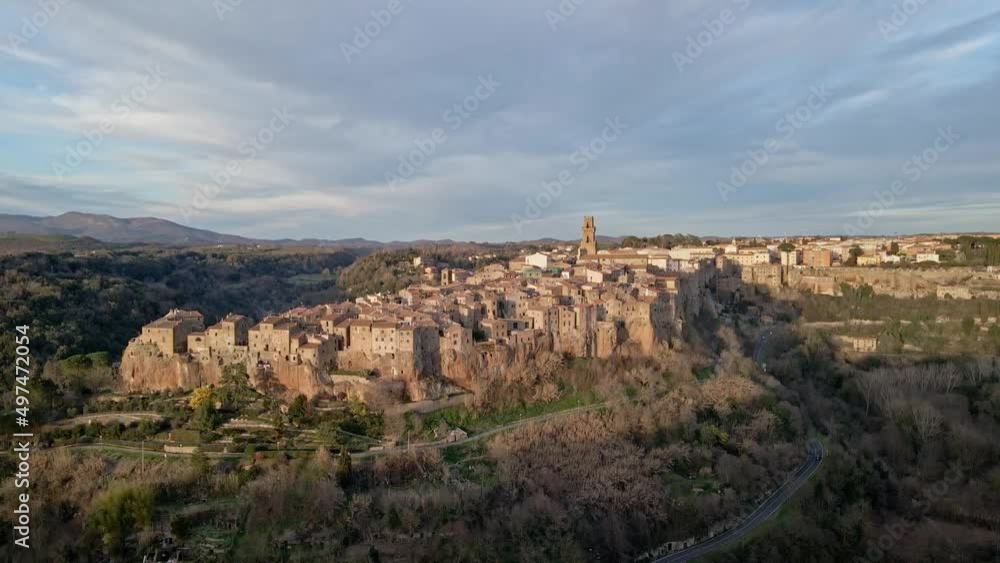 Aerial view of medieval town Pitigliano, Tuscany, Italy Aerial view of medieval town Pitigliano, Tuscany, Italy